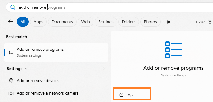 Add or remove programs