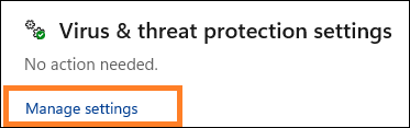 Virus and Threat protection Settings